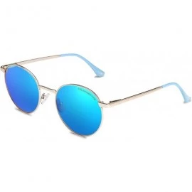 Round Men & Women Sunglasses - Orbita Gold - Light Blue Nylon Hd / Before $59.95 - Now 20% Off - CB18UK0NZK6 $48.76