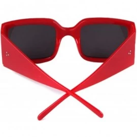 Square Oversized Sunglasses for Women Vintage Trendy Designer Glasses - Red Frame/Grey Lens - CD18Z43CZ0U $19.68