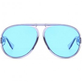 Oval Unisex Oversized Oval Plastic Lenses Fashion Sunglasses UV400 - Blue - CC18NHDHW2O $7.30