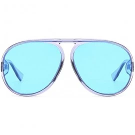 Oval Unisex Oversized Oval Plastic Lenses Fashion Sunglasses UV400 - Blue - CC18NHDHW2O $17.90
