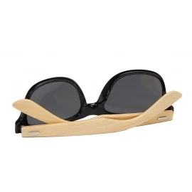 Wayfarer Unisex Wooden Bamboo Sunglasses Temples Classic Retro Designer 60mm - Black/Black - C312EMXXINN $14.15