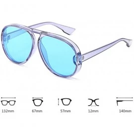 Oval Unisex Oversized Oval Plastic Lenses Fashion Sunglasses UV400 - Blue - CC18NHDHW2O $17.90