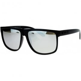 Square KUSH Square Sunglasses Mens Classic Black Shades Mirror Lens UV 400 - Shiny Black (Silver Mirror) - CT12NUCNQXL $19.33