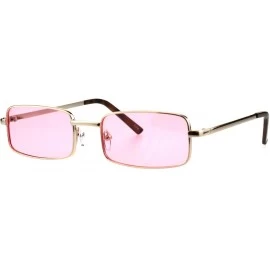 Rectangular Perfect Rectangular Sunglasses Unisex Fashion Metal Frame Color Lens UV 400 - Gold (Pink) - CS18GG7U87Z $20.54