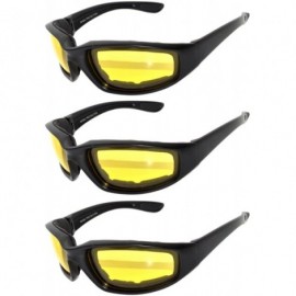 Goggle Padded Riding Glasses - Yellow Lens (3 Pack) - CQ127HAXDLJ $28.68