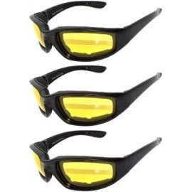 Goggle Padded Riding Glasses - Yellow Lens (3 Pack) - CQ127HAXDLJ $27.58