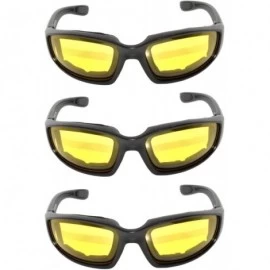 Goggle Padded Riding Glasses - Yellow Lens (3 Pack) - CQ127HAXDLJ $11.03