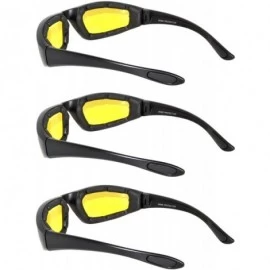 Goggle Padded Riding Glasses - Yellow Lens (3 Pack) - CQ127HAXDLJ $11.03
