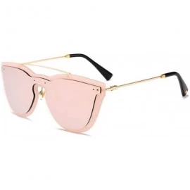 Cat Eye Double Frame Design One-Piece Style Cat Eyes UV Protection Sunglasses for Women Men (Color Pink) - Pink - C218WK5OIXS...