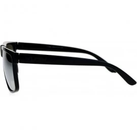 Square KUSH Square Sunglasses Mens Classic Black Shades Mirror Lens UV 400 - Shiny Black (Silver Mirror) - CT12NUCNQXL $11.80