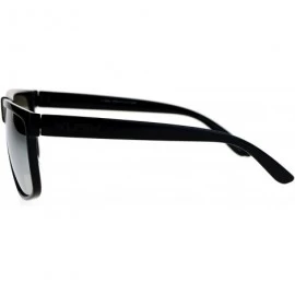 Square KUSH Square Sunglasses Mens Classic Black Shades Mirror Lens UV 400 - Shiny Black (Silver Mirror) - CT12NUCNQXL $19.33