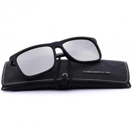 Wayfarer Polarized Square Sunglasses for men Aluminum Legs 100% UV Protection S8250 - Silver Mirror - CL1889O0OX7 $14.03