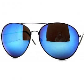 Aviator SUPER Oversized Aviator Sunglasses Big Metal Frame Multicolor Mirror Lens - Black - CL125Y2PSCF $19.67
