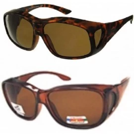 Oversized Men Women Large Polarized Fit Over Sunglasses Wear Over Glasses - Brown / Tortoise - CT12IF6VT3J $45.33