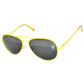 Aviator Full Mirror Lens Colored Metal Frame with Spring Hinge - Yellow_smoke_lens - CS121JE4AW5 $16.98