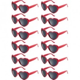 Rimless 12 Pieces Neon Colors Heart Shape Sunglasses for Women Party Favors and Festival - Red - CV18OAC27K5 $32.60