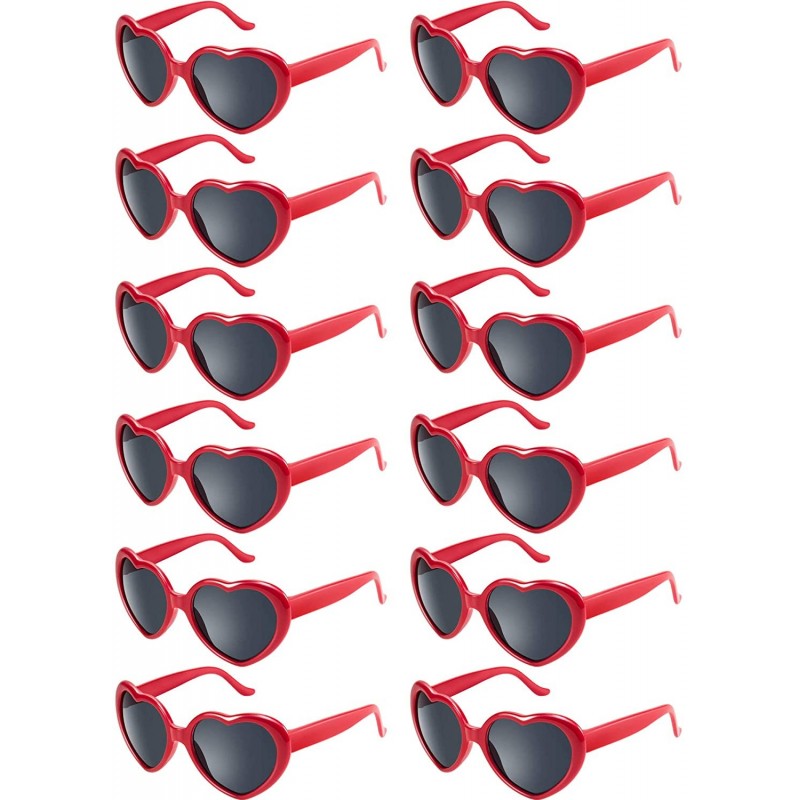 Rimless 12 Pieces Neon Colors Heart Shape Sunglasses for Women Party Favors and Festival - Red - CV18OAC27K5 $19.99