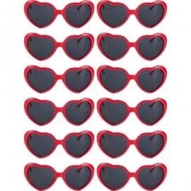 Rimless 12 Pieces Neon Colors Heart Shape Sunglasses for Women Party Favors and Festival - Red - CV18OAC27K5 $19.99
