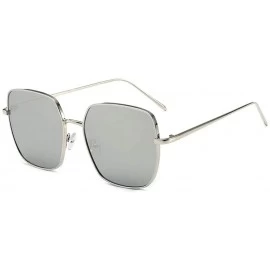 Square Big Box Square Sunglasses Retro Polygon Metallic Sunglasses Ocean Tablets Thin Face Sunglasses - CG18XDEG6AZ $34.62