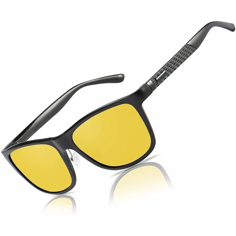 Rectangular Driving Anti Glare Glasses Safe Polarized - A-black Frame Nightlens - CE195MH82TE $26.62