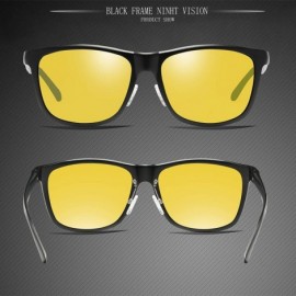 Rectangular Driving Anti Glare Glasses Safe Polarized - A-black Frame Nightlens - CE195MH82TE $26.62