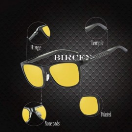 Rectangular Driving Anti Glare Glasses Safe Polarized - A-black Frame Nightlens - CE195MH82TE $26.62