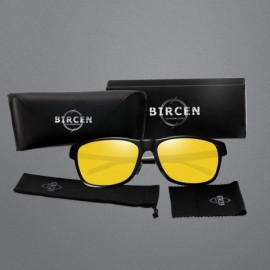 Rectangular Driving Anti Glare Glasses Safe Polarized - A-black Frame Nightlens - CE195MH82TE $26.62