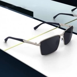Aviator DESIGN Men Classic Rectangle Sunglasses HD Polarized Sun Glasses For C01 Black - C01 Black - C518XDWX7Z8 $21.02