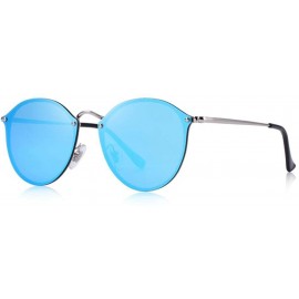 Aviator DESIGN Men/Women Classic Retro Oval Sunglasses 100% UV Protection C01 Black - C03 Blue - CV18XII8IRR $31.87