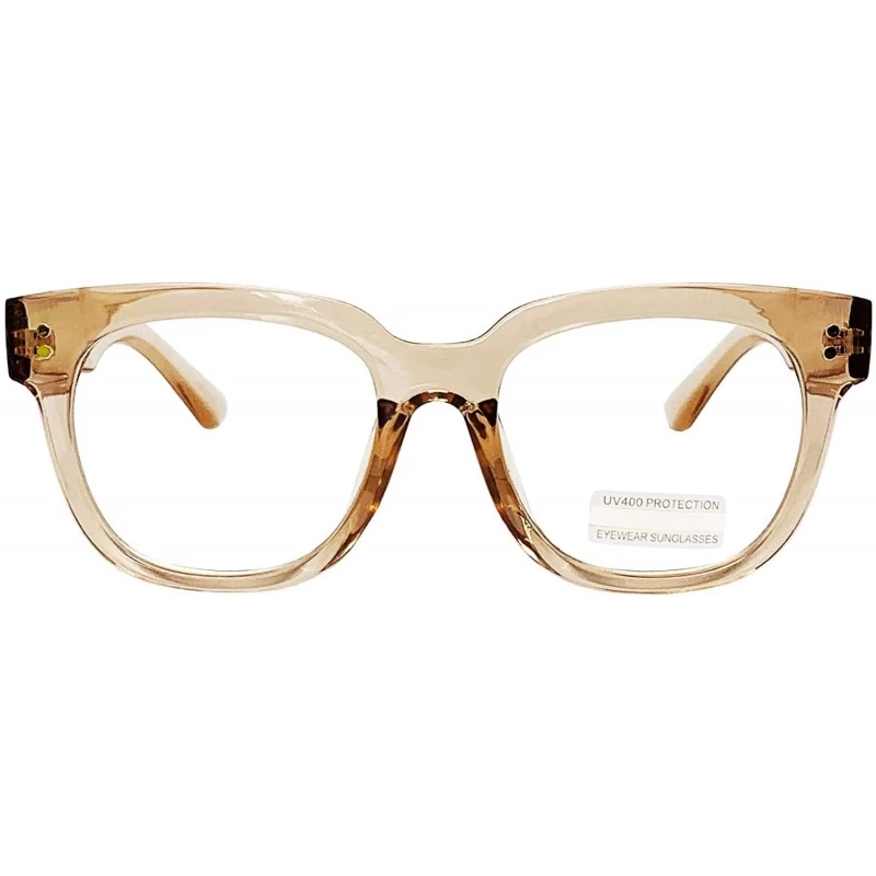 Oversized Retro Nerd Geek Oversized Eye Glasses Horn Rim Framed Clear Lens Spectacles - Crystal Peach 21410 - CK195DZX48R $25.14