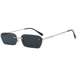Square Personality Sunglasses Small Frame Hip Hop Men and Women Color Marine Lens Sun Glasses - Pl - C118Y3Z7YEA $11.49