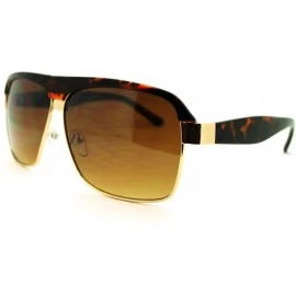 Square Men's Designer Fashion Sunglasses Square Flat Top Boss Shades - Tortoise - C411PKH2N2X $9.03