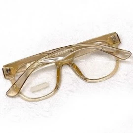 Oversized Retro Nerd Geek Oversized Eye Glasses Horn Rim Framed Clear Lens Spectacles - Crystal Peach 21410 - CK195DZX48R $14.56