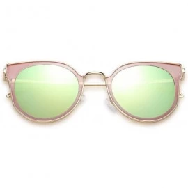 Cat Eye Fashion Cateye Sunglasses Women Cat eye Ladies Sun glasses UV400 Metal Frame B2256 - Pink Mirror - CM18STCN5U5 $23.51