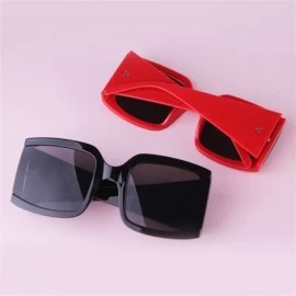 Square Oversized Sunglasses for Women Vintage Trendy Designer Glasses - Red Frame/Grey Lens - CD18Z43CZ0U $19.68