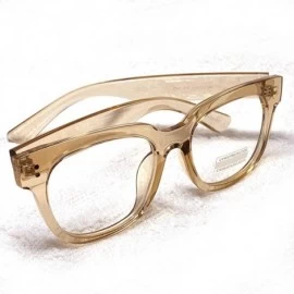 Oversized Retro Nerd Geek Oversized Eye Glasses Horn Rim Framed Clear Lens Spectacles - Crystal Peach 21410 - CK195DZX48R $25.14