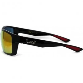 Rectangular 90s Classic Rectangular Cholo Gangster Biker Style Sunglasses - Black Red Orange Mirror - CG195EDMDXO $13.85