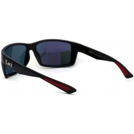 Rectangular 90s Classic Rectangular Cholo Gangster Biker Style Sunglasses - Black Red Orange Mirror - CG195EDMDXO $13.85