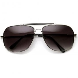 Square Classic Square Full Metal Frame Crossbar Aviator Sunglasses (Silver-Black Lavender) - CD11MV61B5V $12.32