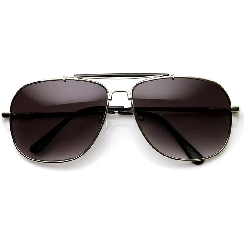 Square Classic Square Full Metal Frame Crossbar Aviator Sunglasses (Silver-Black Lavender) - CD11MV61B5V $20.25