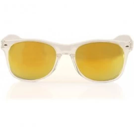 Square Eye-Candy Color Horn Rimmed Clear Frame Spring Hinge Sunglasses A083 A149 - (Mirrored) Yellow Rv - CW18CL2C973 $8.40