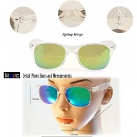 Square Eye-Candy Color Horn Rimmed Clear Frame Spring Hinge Sunglasses A083 A149 - (Mirrored) Yellow Rv - CW18CL2C973 $8.40