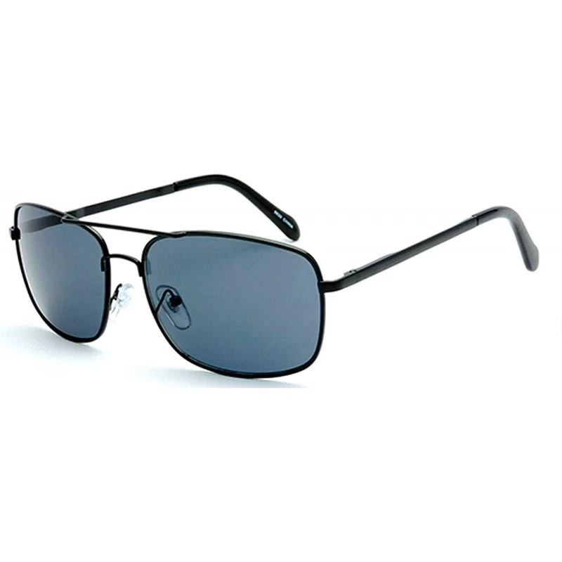 Rectangular Classic Fashion Rectangular Flat Top Aviator Sunglasses - Black - CP18YN2YK73 $12.05