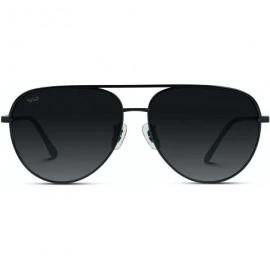 Aviator Oversized Flat Lens Fashion Designer Inspired Aviator Sunglasses - Black Frame/Gradient Black Lens - CP184XM4MQ0 $34.11