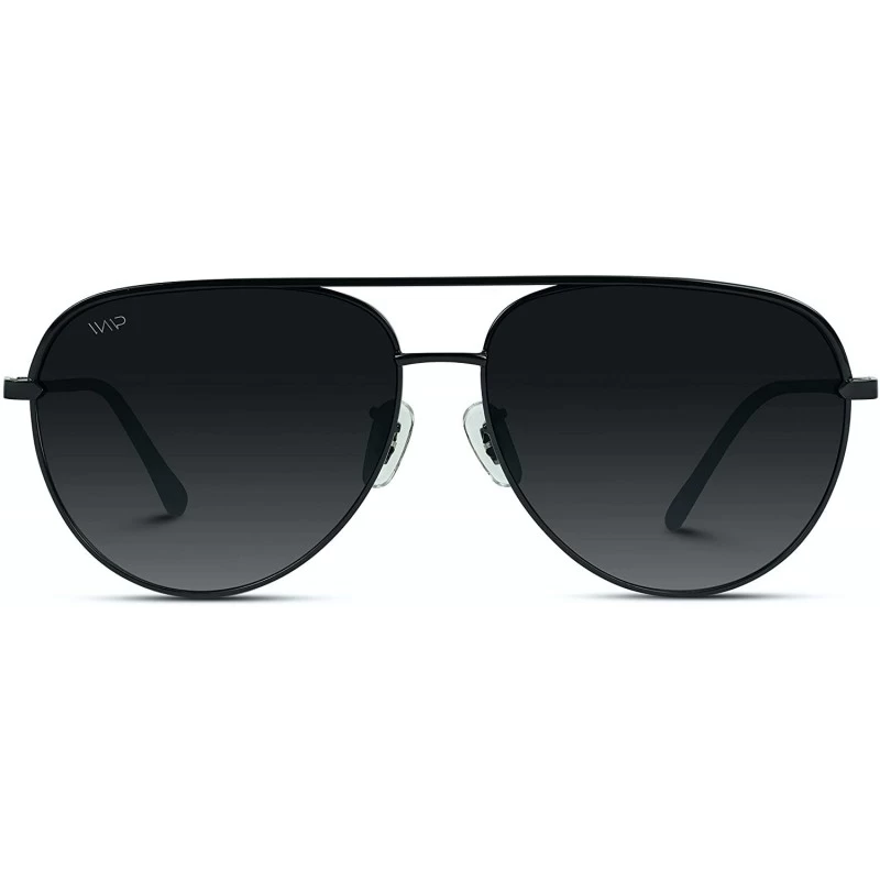 Aviator Oversized Flat Lens Fashion Designer Inspired Aviator Sunglasses - Black Frame/Gradient Black Lens - CP184XM4MQ0 $17.29