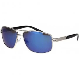 Square Mens Sunglasses Pilot Navigator Square Aviator Fashion Shades UV 400 - Silver (Blue Mirror) - CU18T324XW0 $19.97