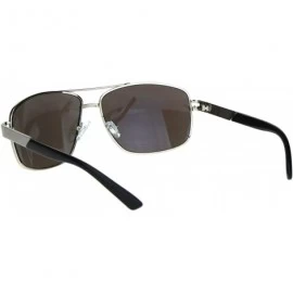 Square Mens Sunglasses Pilot Navigator Square Aviator Fashion Shades UV 400 - Silver (Blue Mirror) - CU18T324XW0 $9.05