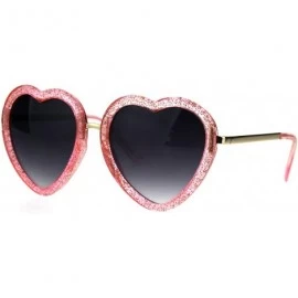 Round Womens Retro Valentine Love Glitter Plastic Heart Sunglasses - Pink - CS185R6QRS4 $18.06