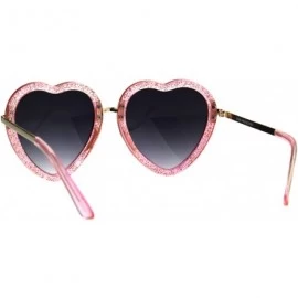 Round Womens Retro Valentine Love Glitter Plastic Heart Sunglasses - Pink - CS185R6QRS4 $7.46