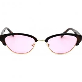 Oval Womens Narrow Oval Half Rim Hipster DJ Sunglasses - Gold Tortoise Pink - CI1950XZ8XG $11.52